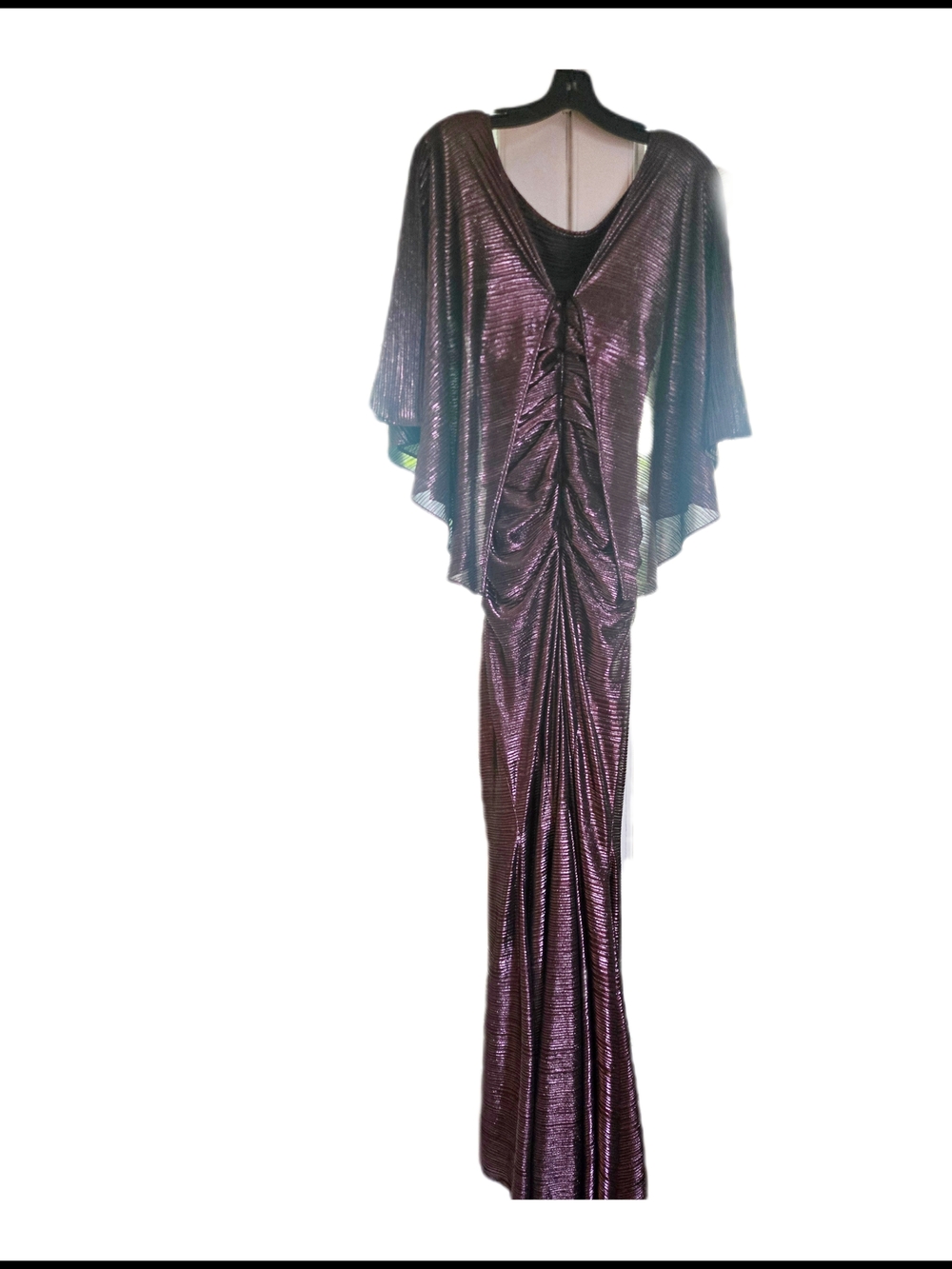 Glamorous Purple Metallic Ruched Maxi Dress